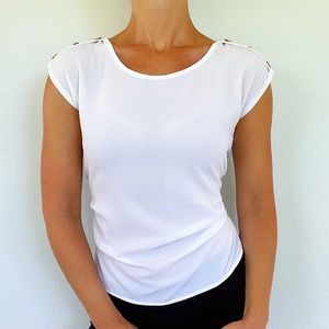 Papaya white nautical button sleeve top size small